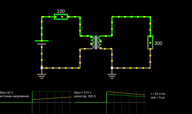 Transformer in a DC circuit