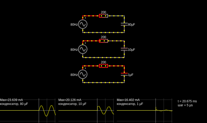 Capacitors of different values