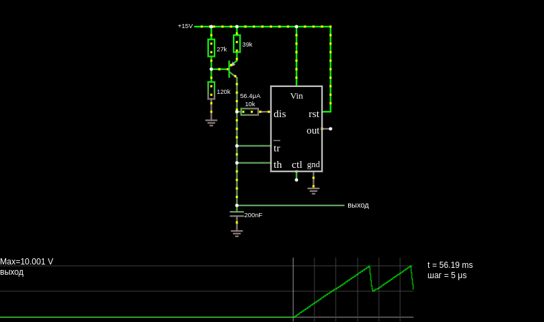 Sawtooth oscillator (555 timer)