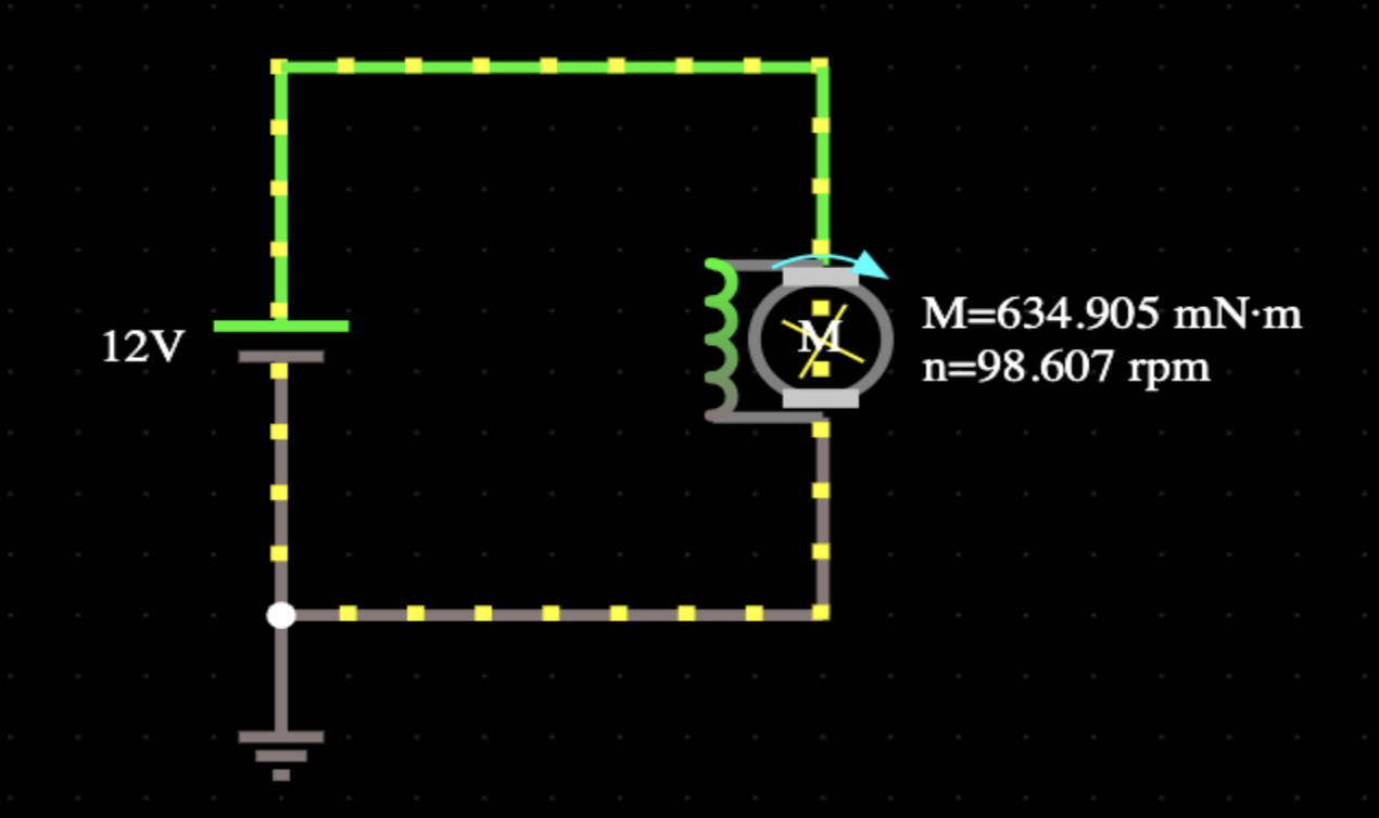 Shunt (parallel) DC motor simulation