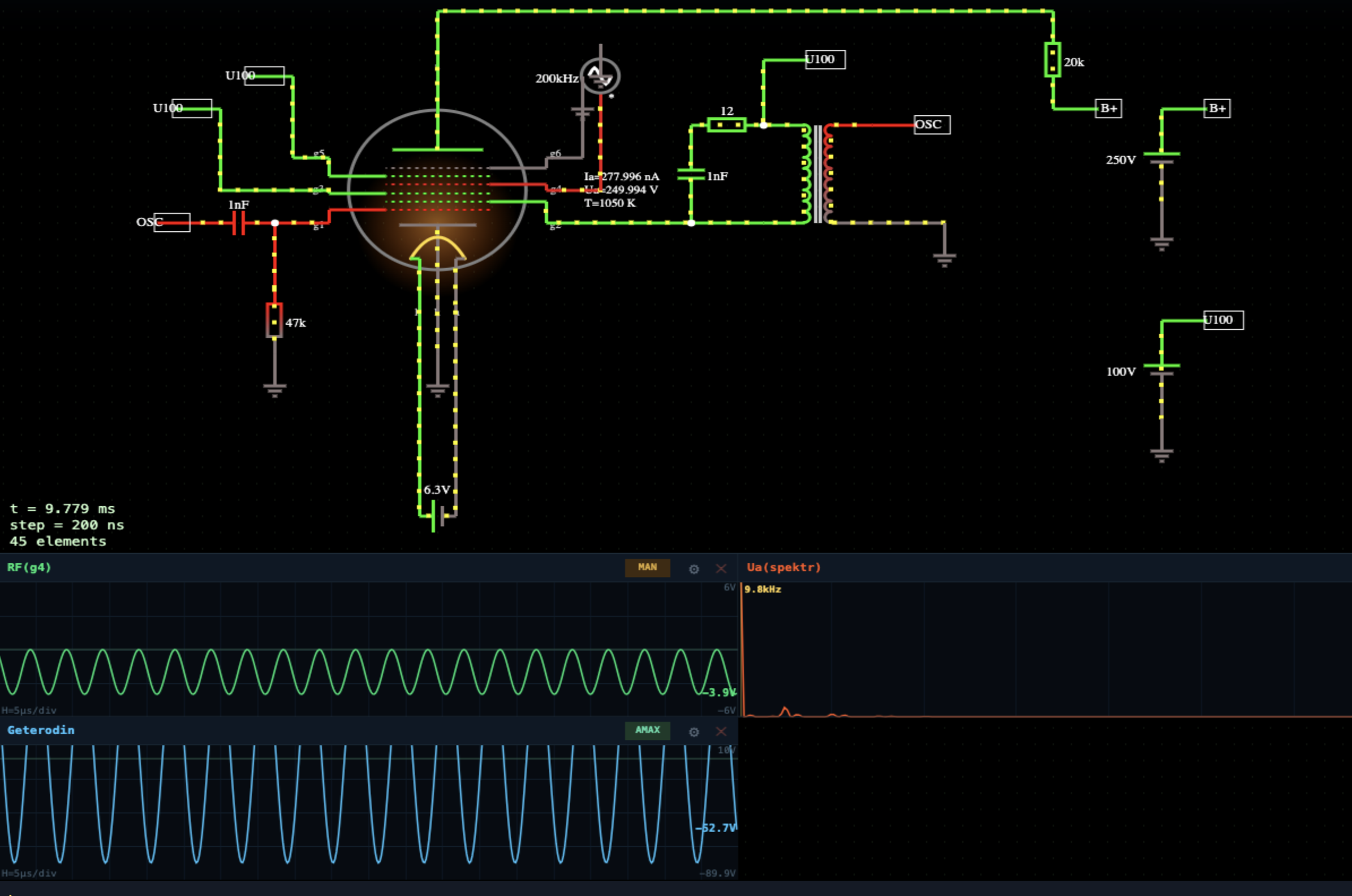 Octode: local oscillator and mixer with a shield grid