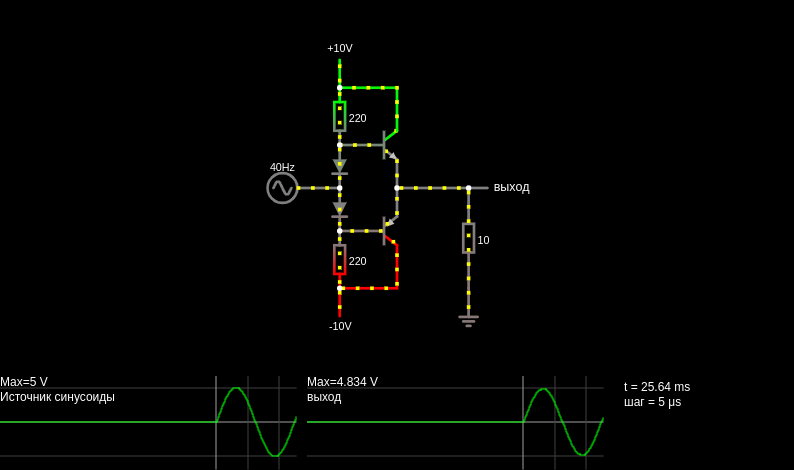 Improved class-B amplifier (push-pull follower)