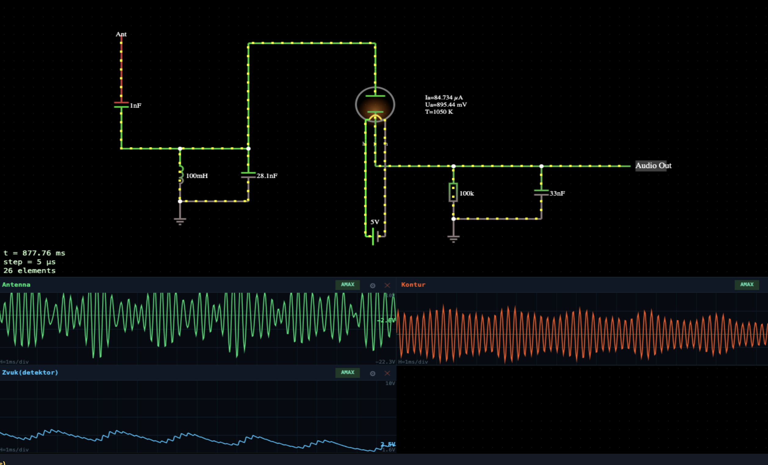 Crystal-set AM receiver on a kenotron: envelope detector