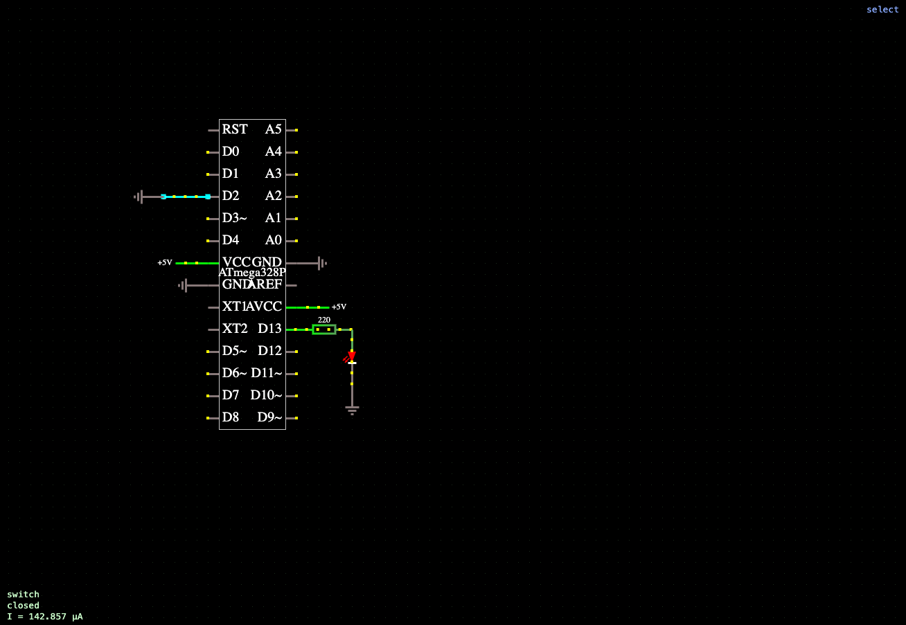 ATmega328P button-controlled LED (INPUT_PULLUP)