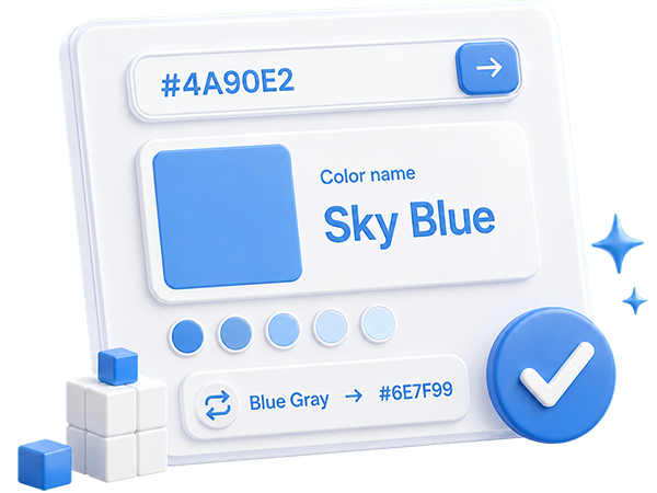 Names of colors and shades by HEX code and code by name - online