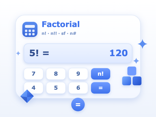 Factorial, superfactorial and primorial calculator online (n!, n!!, sf, #)