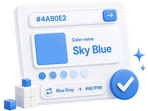 Names of colors and shades by HEX code and code by name - online