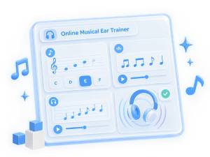 Online ear training: guess the note, repeat the rhythm and the melody