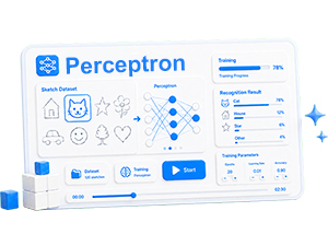 Online 5x5 drawing perceptron training and recognition