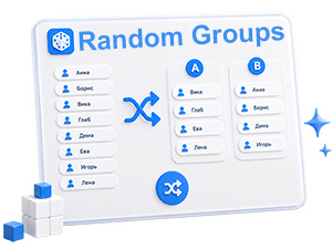 Select random two teams or groups from given strings or players - online