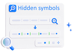 Find and name all visible and invisible characters in the text online