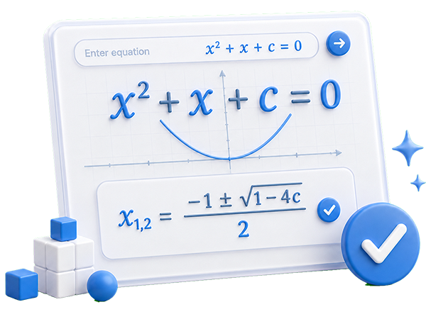 Solution of equations of the second degree by a given string online x^2+x+c=0