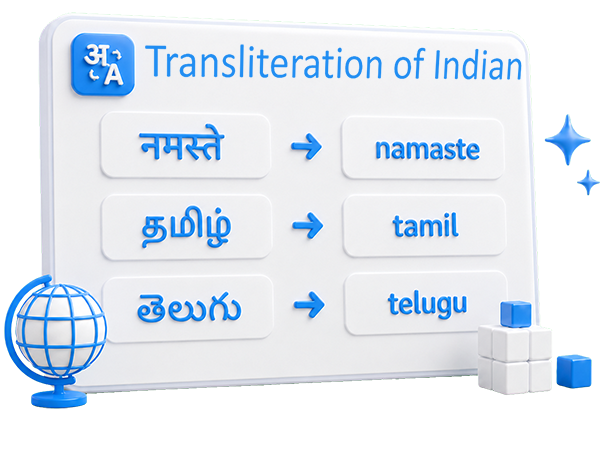 Transliteration of the Indian alphabet (Devanagari, Tamil, Telugu) to Latin online