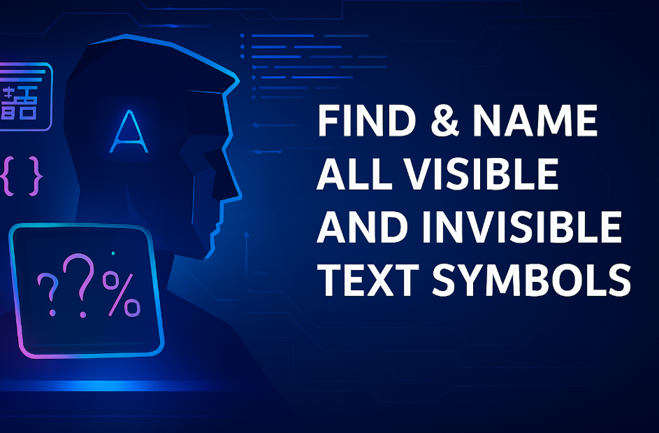 Find and name all visible and invisible characters in the text online