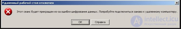 Windows: This session will be disconnected because of an error in data encryption error in a terminal session