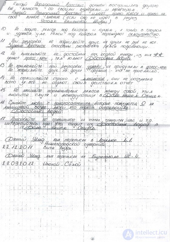 Prison (Thieves) Ethics and Laws. Thieves Directives