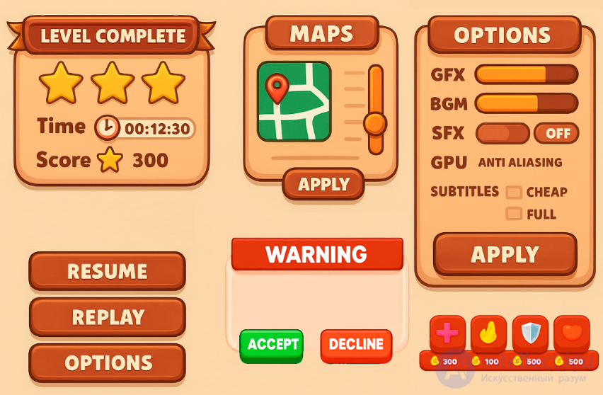 Types and Design of Game User Interfaces