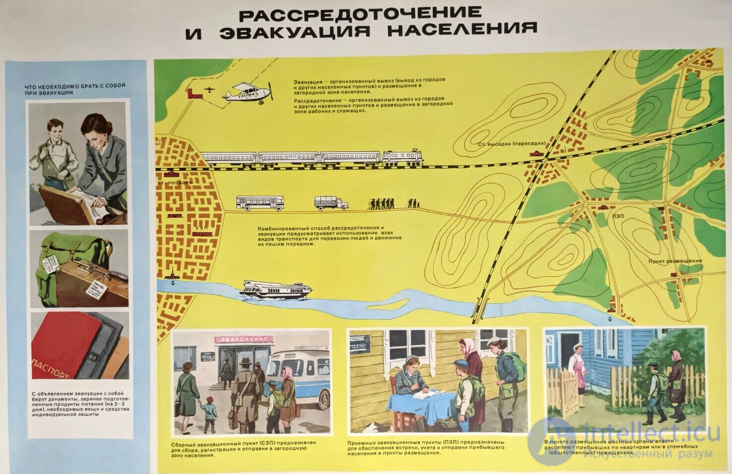 Warning Signals, Evacuation and Dispersal of the Population in an Emergency Situation
