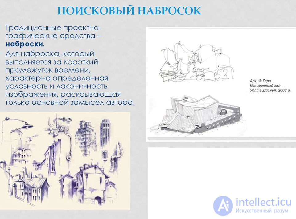 Types of architectural graphics, basics of drawing for designing games and material architecture
