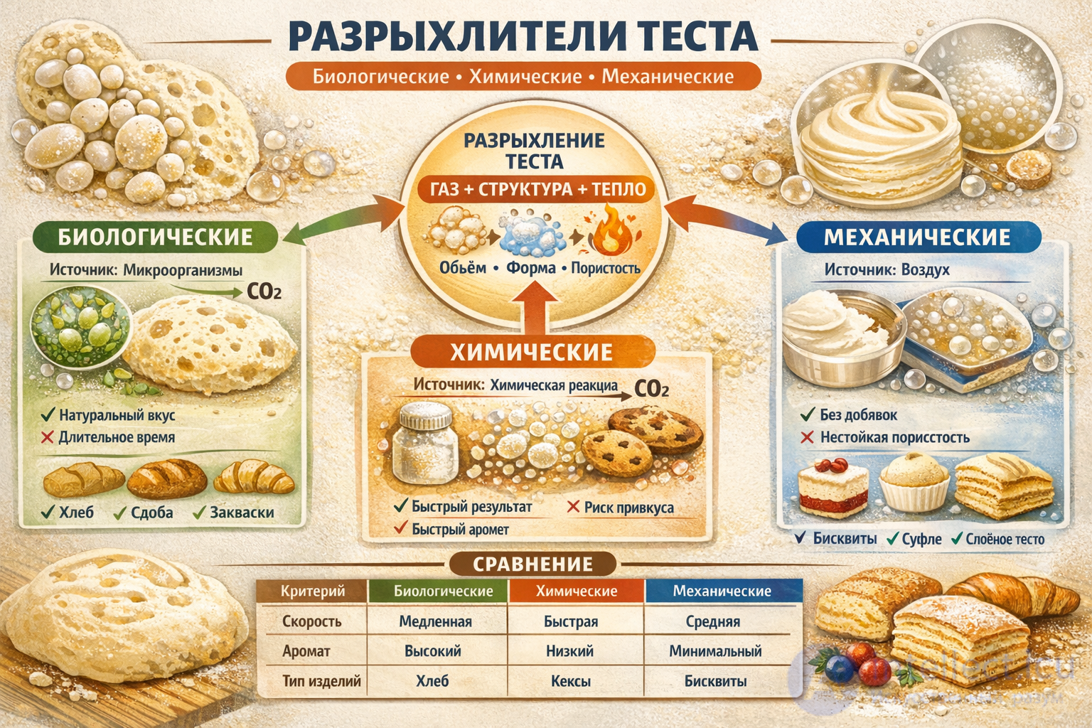 Leavening Agents: Biological, Chemical, and Mechanical