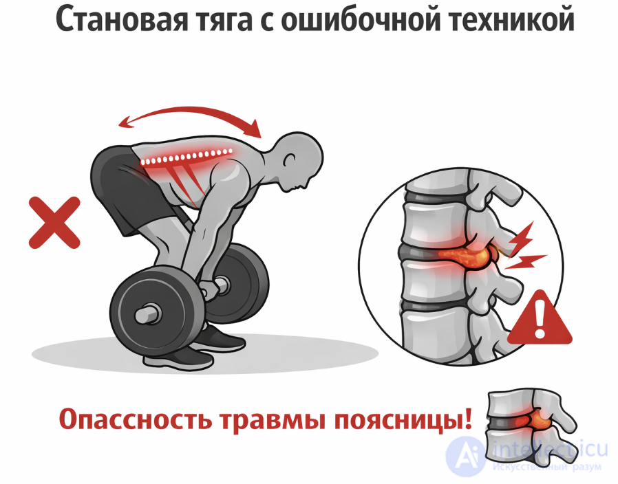 Dangerous exercises in sport and fitness, and in everyday work
