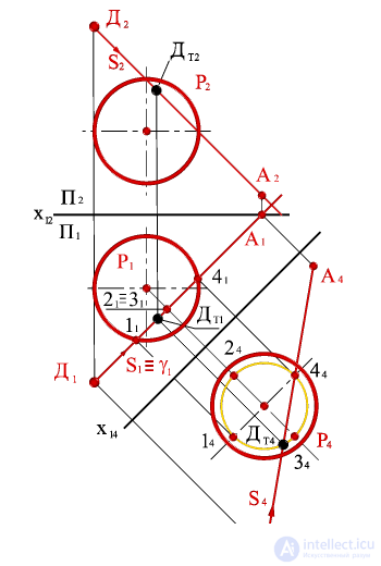   Task To build a shadow from point D on a spherical surface R. 