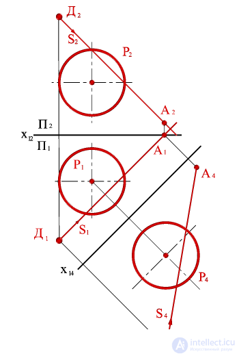   Task To build a shadow from point D on a spherical surface R. 