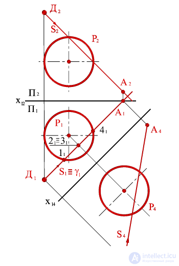   Task To build a shadow from point D on a spherical surface R. 