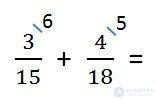 Addition of ordinary fractions.  Common denominator