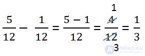 Subtraction of ordinary fractions explanation and examples