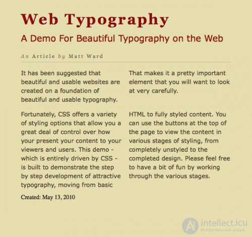   Typography, web typography basics 