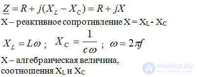 Consecutive connection of elements in a sinusoidal current circuit: RLC circuit