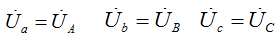   The connection of the windings of the source and phases of the receiver with a star with a neutral wire 