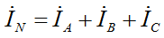   The connection of the windings of the source and phases of the receiver with a star with a neutral wire 