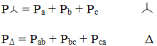   Three-phase power at unbalanced load 