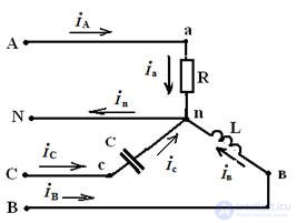   The receiver is connected to a four-wire network by a star. 