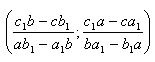   The coordinates of the point of intersection of straight lines 