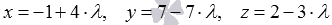   The coordinates of the point of intersection of a line and a plane are examples of finding. 