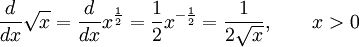   Derivatives of simple functions, a table of derivatives 