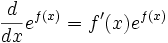   Derivatives table, logarithmic and exponential functions 