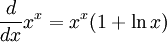   Derivatives table, logarithmic and exponential functions 