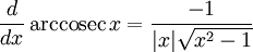   Derivatives table, trigonometric functions 