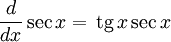   Derivatives table, trigonometric functions 