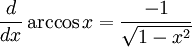   Derivatives table, trigonometric functions 