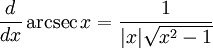   Derivatives table, trigonometric functions 