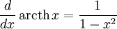   Derivatives table, hyperbolic functions 