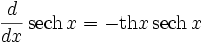   Derivatives table, hyperbolic functions 