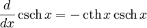   Derivatives table, hyperbolic functions 