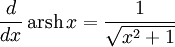   Derivatives table, hyperbolic functions 