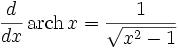   Derivatives table, hyperbolic functions 